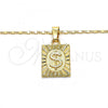 Oro Laminado Pendant Necklace, Gold Filled Style Money Sign Design, Polished, Golden Finish, 04.242.0090.24