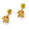 Stainless Steel Stud Earring, Star Design, with Champagne Cubic Zirconia, Polished, Golden Finish, 02.271.0006.5