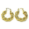 Oro Laminado Medium Hoop, Gold Filled Style and Hollow Diamond Cutting Finish, Golden Finish, 02.170.0482.30