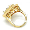 Oro Laminado Multi Stone Ring, Gold Filled Style with White Cubic Zirconia, Polished, Golden Finish, 01.210.0056.08 (Size 8)