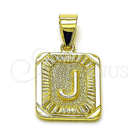 Oro Laminado Fancy Pendant, Gold Filled Style Initials Design, Diamond Cutting Finish, Golden Finish, 05.411.0038