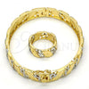 Oro Laminado Set Bangle, Gold Filled Style Infinite Design, Diamond Cutting Finish, Two Tone, 13.99.0001.05.09 (09 MM Thickness, Size 9)