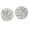 Rhodium Plated Stud Earring, Flower Design, with White Cubic Zirconia, Polished, Rhodium Finish, 02.106.0017.1