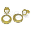 Oro Laminado Dangle Earring, Gold Filled Style Diamond Cutting Finish, Golden Finish, 02.195.0329