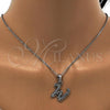 Stainless Steel Pendant Necklace, Initials and Rolo Design, with White Crystal, Polished, Steel Finish, 04.238.0029.18