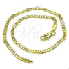 Oro Laminado Basic Anklet, Gold Filled Style Mariner Design, Polished, Golden Finish, 5.222.027.10