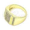 Oro Laminado Mens Ring, Gold Filled Style with White Micro Pave, Polished, Golden Finish, 01.283.0021.10 (Size 10)