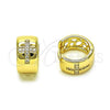 Oro Laminado Huggie Hoop, Gold Filled Style Cross Design, with White Micro Pave, Polished, Golden Finish, 02.213.0544.12