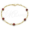 Oro Laminado Fancy Anklet, Gold Filled Style Ball Design, Polished, Golden Finish, 04.63.1410.10