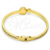 Gold Tone Individual Bangle, with White Crystal, Polished, Golden Finish, 07.252.0023.05.GT (05 MM Thickness, Size 5 - 2.50 Diameter)