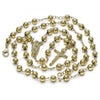 Oro Laminado Medium Rosary, Gold Filled Style Guadalupe and Crucifix Design, Polished, Golden Finish, 09.213.0018.26
