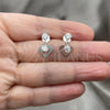 Sterling Silver Dangle Earring, Heart Design, with White Cubic Zirconia, Polished, Silver Finish, 02.401.0072