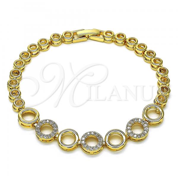 Oro Laminado Fancy Bracelet, Gold Filled Style with White Micro Pave, Polished, Golden Finish, 03.283.0084.08