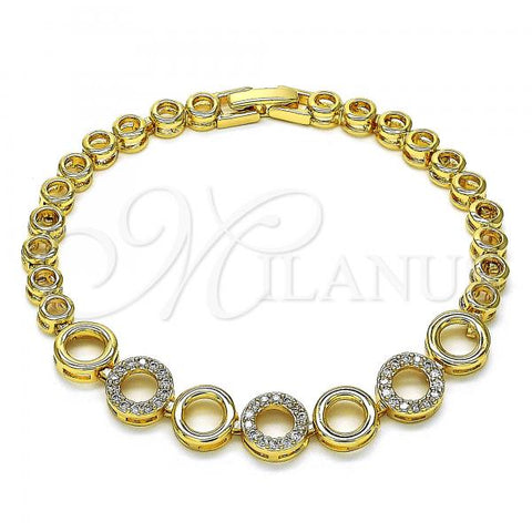 Oro Laminado Fancy Bracelet, Gold Filled Style with White Micro Pave, Polished, Golden Finish, 03.283.0084.08