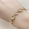 Oro Laminado Fancy Bracelet, Gold Filled Style Dolphin Design, with White Micro Pave, Polished, Golden Finish, 03.283.0424.07