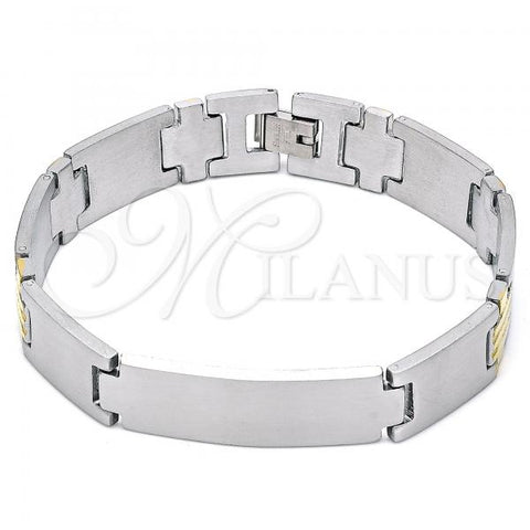 Stainless Steel Solid Bracelet, Polished, Two Tone, 03.114.0250.08