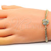 Oro Laminado Fancy Bracelet, Gold Filled Style Love Knot Design, with White Micro Pave, Polished, Golden Finish, 03.156.0030.08