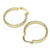 Oro Laminado Medium Hoop, Gold Filled Style Diamond Cutting Finish, Golden Finish, 02.213.0151.30