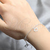 Sterling Silver Charm Bracelet, Heart Design, Polished, Silver Finish, 03.409.0166.07