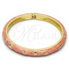 Oro Laminado Individual Bangle, Gold Filled Style Star and Moon Design, Orange Enamel Finish, Golden Finish, 07.246.0005.1.05 (07 MM Thickness, Size 5 - 2.50 Diameter)
