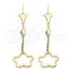 Oro Laminado Long Earring, Gold Filled Style Star Design, with  Cubic Zirconia, Golden Finish, 95.003