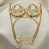 Oro Laminado Necklace, Bracelet and Earring, Gold Filled Style Polished, Golden Finish, 06.63.0248