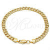 Gold Tone Basic Bracelet, Pave Cuban Design, Polished, Golden Finish, 04.242.0038.08GT