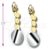 Oro Laminado Long Earring, Gold Filled Style Polished, Two Tone, 02.25.0030