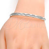 Rhodium Plated Individual Bangle, with White Crystal, Polished, Rhodium Finish, 07.161.0002.1.04 (05 MM Thickness, Size 5 - 2.50 Diameter)