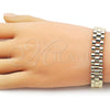 Oro Laminado Solid Bracelet, Gold Filled Style Polished, Golden Finish, 03.213.0388.08