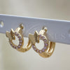 Oro Laminado Huggie Hoop, Gold Filled Style Butterfly Design, with White Micro Pave, Polished, Golden Finish, 02.284.0034.2.12