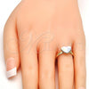 Oro Laminado Multi Stone Ring, Gold Filled Style Heart Design, with Aurore Boreale Swarovski Crystals, Polished, Golden Finish, 01.239.0002.6 (One size fits all)