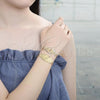 Oro Laminado Fancy Bracelet, Gold Filled Style Guadalupe Design, Polished, Golden Finish, 03.351.0035.07
