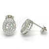 Sterling Silver Stud Earring, with White Cubic Zirconia, Polished, Rhodium Finish, 02.285.0093