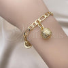 Gold Tone Charm Bracelet, Rattle Charm and Greek Key Design, Polished, Golden Finish, 03.63.1756.08.GT