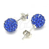Sterling Silver Stud Earring, with Sapphire Blue Crystal, Polished, Rhodium Finish, 02.332.0042.12