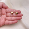 Oro Laminado Stud Earring, Gold Filled Style Heart Design, Polished, Golden Finish, 02.342.0335