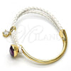 Oro Laminado Individual Bangle, Gold Filled Style with Amethyst Swarovski Crystals and White Micro Pave, Polished, Golden Finish, 07.239.0004.11 (03 MM Thickness, One size fits all)