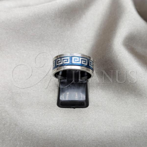 Stainless Steel Mens Ring, Blue Enamel Finish, Steel Finish, 01.63.0635.09