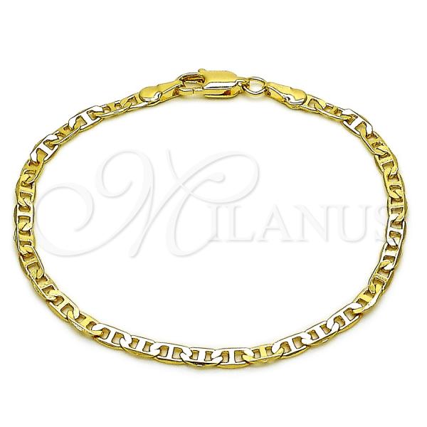 Oro Laminado Basic Bracelet, Gold Filled Style Mariner Design, Diamond Cutting Finish, Golden Finish, 5.222.026.07