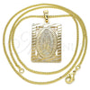 Oro Laminado Pendant Necklace, Gold Filled Style Guadalupe Design, Polished, Golden Finish, 04.106.0055.1.20