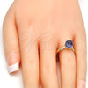 Oro Laminado Multi Stone Ring, Gold Filled Style with Amethyst Swarovski Crystals, Polished, Golden Finish, 01.239.0006.7 (One size fits all)