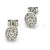 Sterling Silver Stud Earring, with White Cubic Zirconia and White Crystal, Polished, Rhodium Finish, 02.186.0029