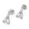 Sterling Silver Stud Earring, Eiffel Tower Design, with White Cubic Zirconia, Polished, Rhodium Finish, 02.186.0115