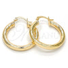 Oro Laminado Medium Hoop, Gold Filled Style Hollow Design, Diamond Cutting Finish, Golden Finish, 02.170.0109.30