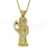 Oro Laminado Religious Pendant, Gold Filled Style Santa Muerte Design, Polished, Golden Finish, 05.185.0010