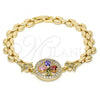 Oro Laminado Fancy Bracelet, Gold Filled Style with Multicolor Cubic Zirconia, Polished, Golden Finish, 03.210.0044.5.08