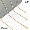 Oro Laminado Basic Necklace, Gold Filled Style Rope Design, Diamond Cutting Finish, Golden Finish, 04.118.0111.24