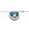 Rhodium Plated Pendant Necklace, Heart Design, with Bermuda Blue Swarovski Crystals and White Micro Pave, Polished, Rhodium Finish, 04.239.0014.16