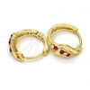 Oro Laminado Huggie Hoop, Gold Filled Style with Garnet and White Crystal, Polished, Golden Finish, 02.165.0146.2